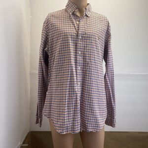Ralph Lauren Shirt Mens Sz L Orange Blue Check Button Down Classic Fit Pony Used